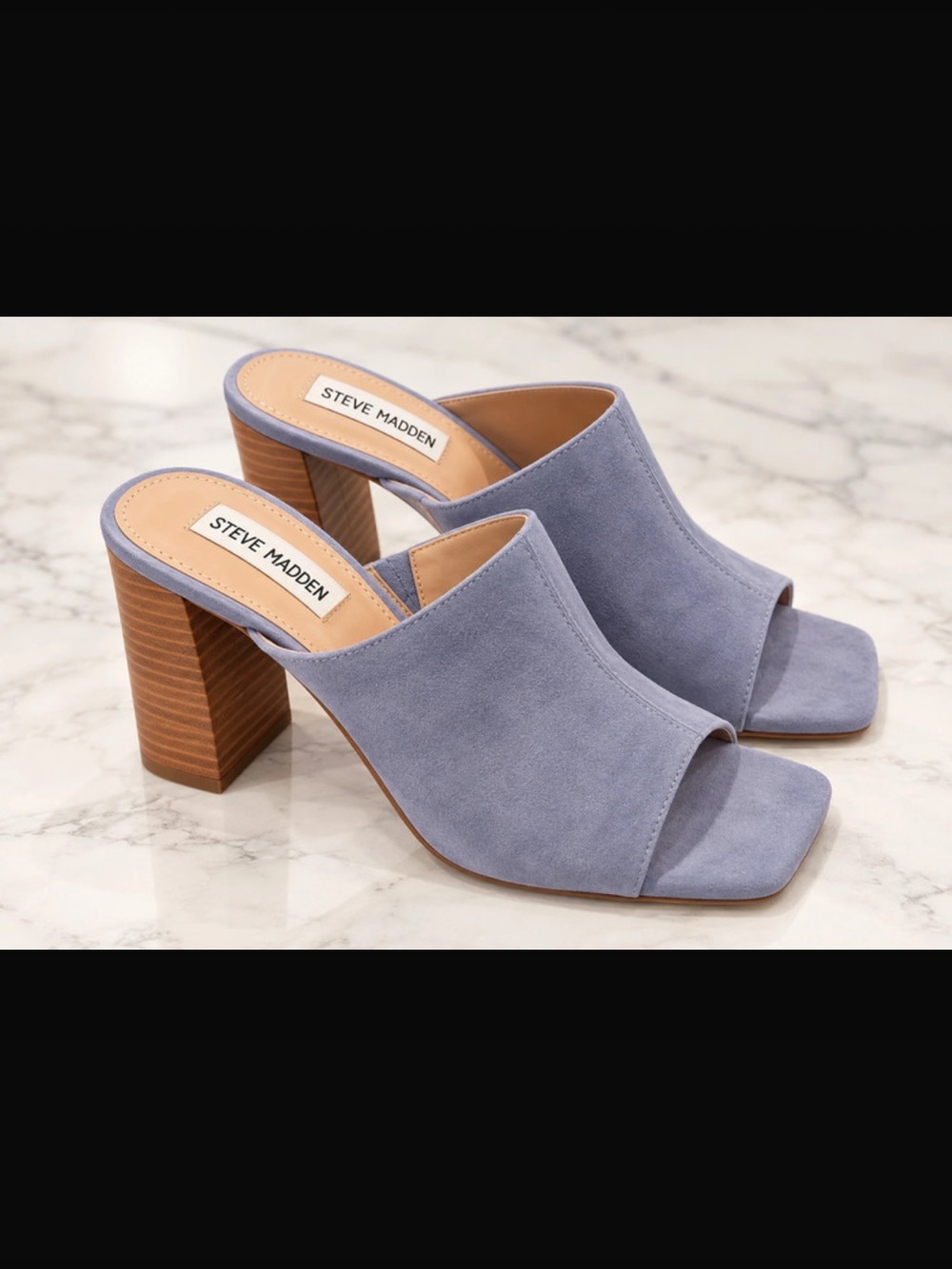 Steve Madden Lilac Suede Open-Toe Block Heel Mules